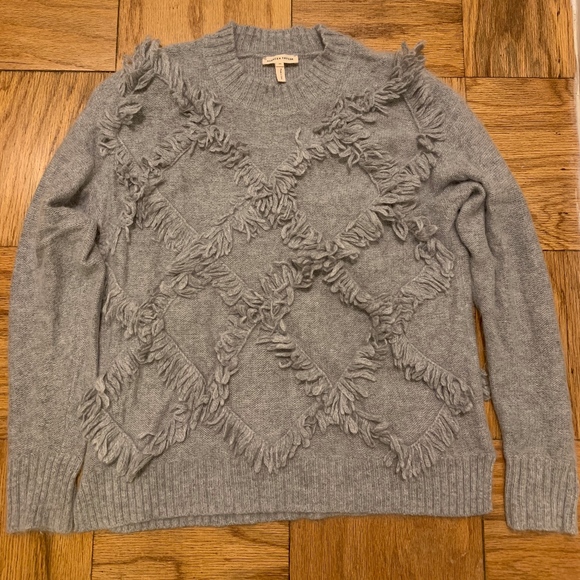 Rebecca Taylor Grey Fringe Sweater - Picture 1 of 6
